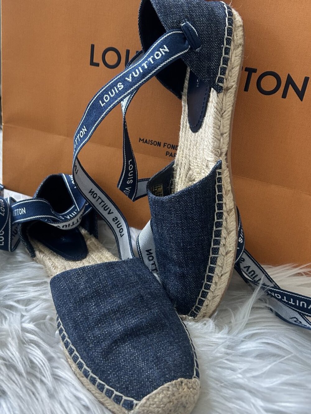 Louis Vuitton , Size 37 Denim Wrap Around -‼️measures like a US 8-8.5‼️